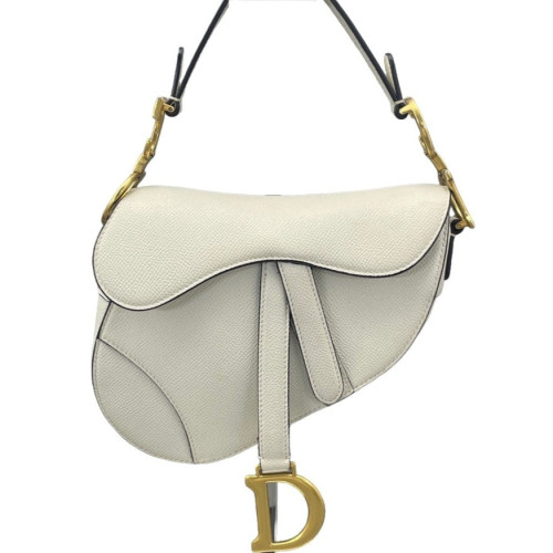 Dior Small Saddle Bag Grained Calfskin White
