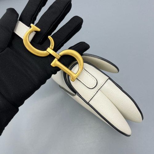 Dior Small Saddle Bag Grained Calfskin White