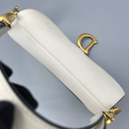 Dior Small Saddle Bag Grained Calfskin White