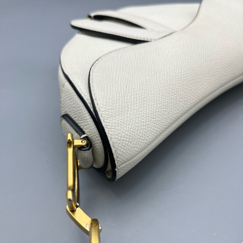 Dior Small Saddle Bag Grained Calfskin White