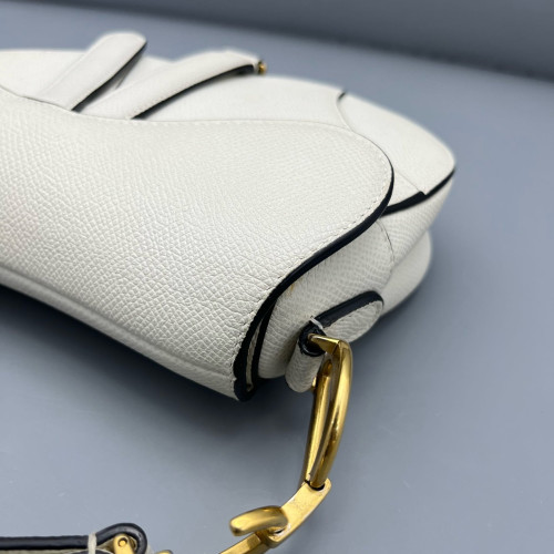 Dior Small Saddle Bag Grained Calfskin White