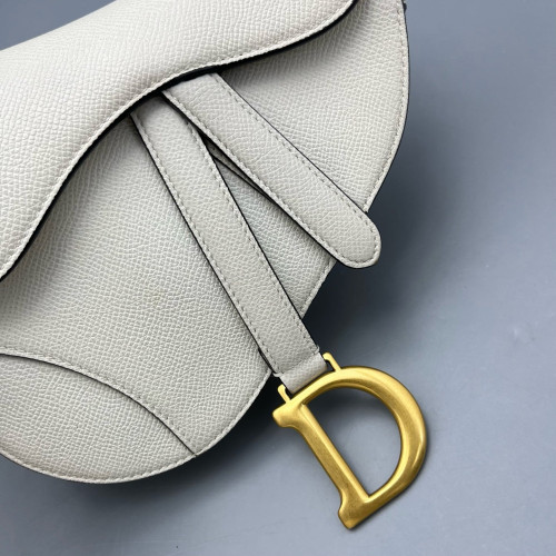 Dior Small Saddle Bag Grained Calfskin White
