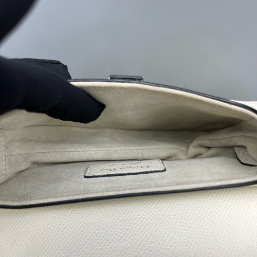 Dior Small Saddle Bag Grained Calfskin White
