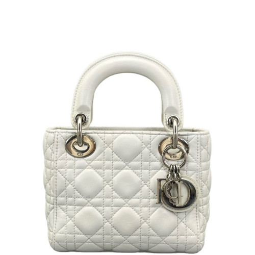 Dior Cannage Mini Lady Dior Lambskin White Dior Cannage Mini Lady Dior Lambskin White