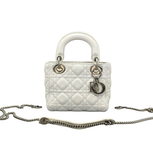 Dior Cannage Mini Lady Dior Lambskin White Dior Cannage Mini Lady Dior Lambskin White
