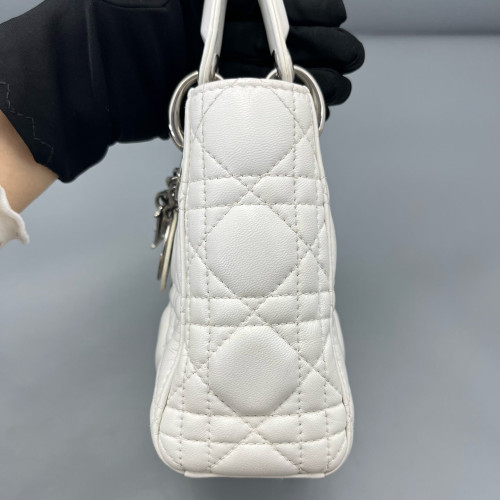 Dior Cannage Mini Lady Dior Lambskin White Dior Cannage Mini Lady Dior Lambskin White