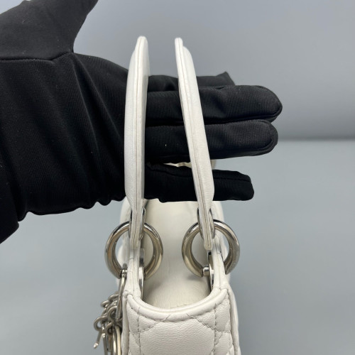 Dior Cannage Mini Lady Dior Lambskin White Dior Cannage Mini Lady Dior Lambskin White