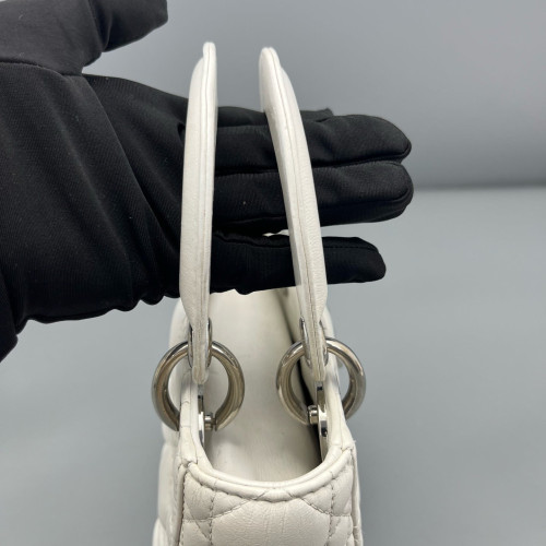 Dior Cannage Mini Lady Dior Lambskin White Dior Cannage Mini Lady Dior Lambskin White