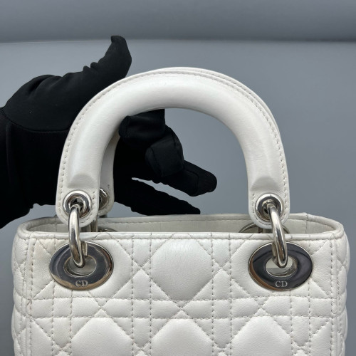 Dior Cannage Mini Lady Dior Lambskin White Dior Cannage Mini Lady Dior Lambskin White