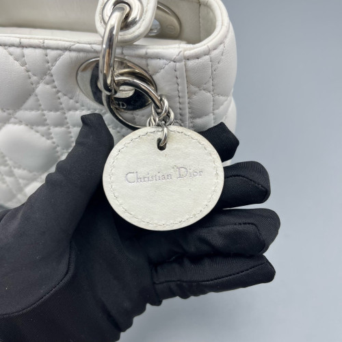 Dior Cannage Mini Lady Dior Lambskin White Dior Cannage Mini Lady Dior Lambskin White