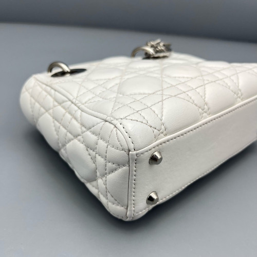 Dior Cannage Mini Lady Dior Lambskin White Dior Cannage Mini Lady Dior Lambskin White
