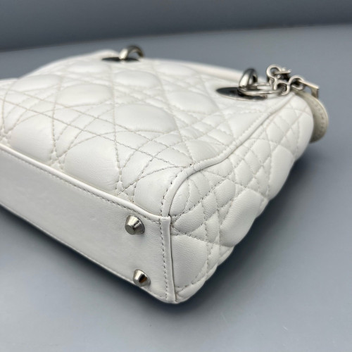 Dior Cannage Mini Lady Dior Lambskin White Dior Cannage Mini Lady Dior Lambskin White