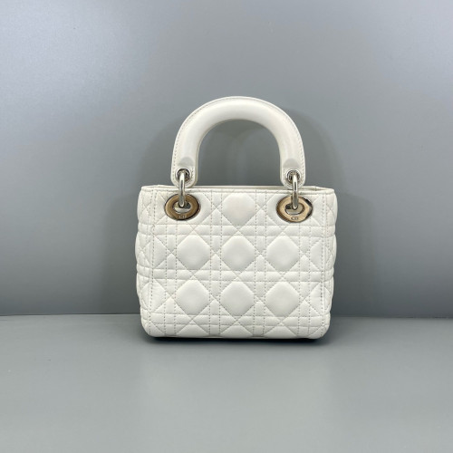 Dior Cannage Mini Lady Dior Lambskin White Dior Cannage Mini Lady Dior Lambskin White
