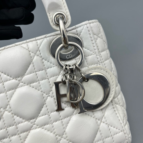 Dior Cannage Mini Lady Dior Lambskin White Dior Cannage Mini Lady Dior Lambskin White
