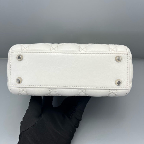 Dior Cannage Mini Lady Dior Lambskin White Dior Cannage Mini Lady Dior Lambskin White