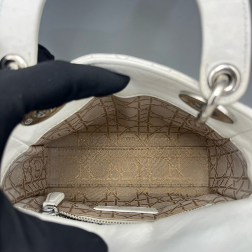 Dior Cannage Mini Lady Dior Lambskin White Dior Cannage Mini Lady Dior Lambskin White