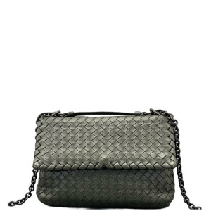 Bottega Veneta Medium Olimpia Shoulder Bag Calfskin Intrecciato Marmo