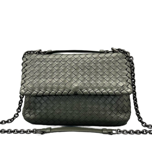 Bottega Veneta Medium Olimpia Shoulder Bag Calfskin Intrecciato Marmo