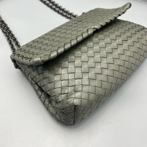 Bottega Veneta Medium Olimpia Shoulder Bag Calfskin Intrecciato Marmo