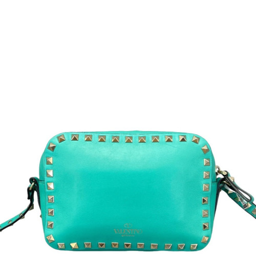 Valentino Rockstud Camera Case Calfskin Green