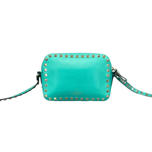Valentino Rockstud Camera Case Calfskin Green