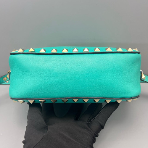 Valentino Rockstud Camera Case Calfskin Green