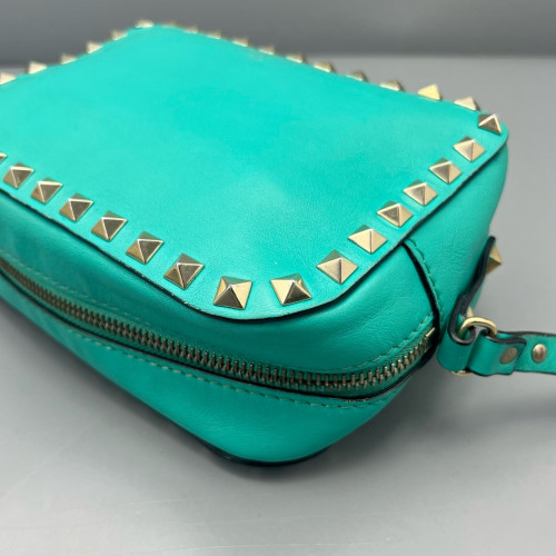 Valentino Rockstud Camera Case Calfskin Green