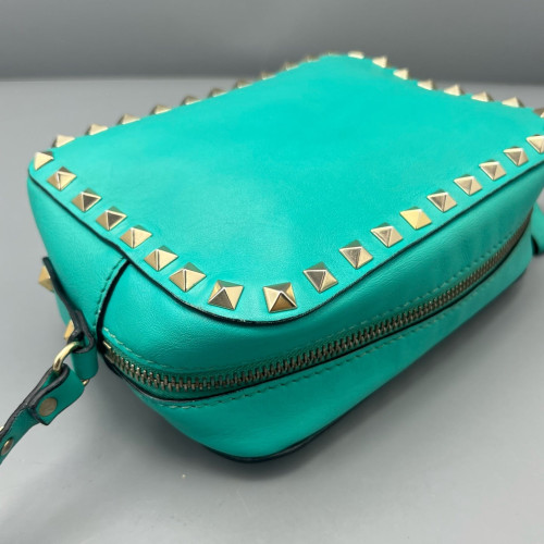 Valentino Rockstud Camera Case Calfskin Green
