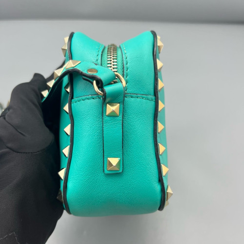 Valentino Rockstud Camera Case Calfskin Green
