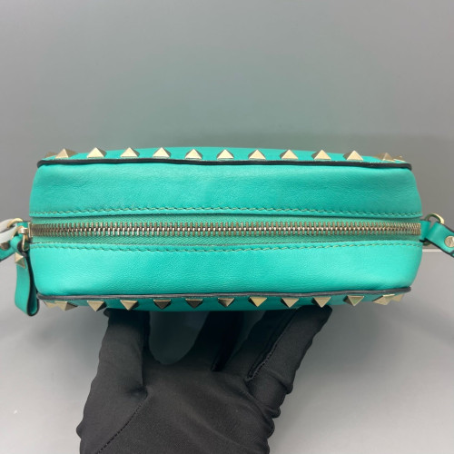 Valentino Rockstud Camera Case Calfskin Green