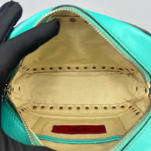 Valentino Rockstud Camera Case Calfskin Green