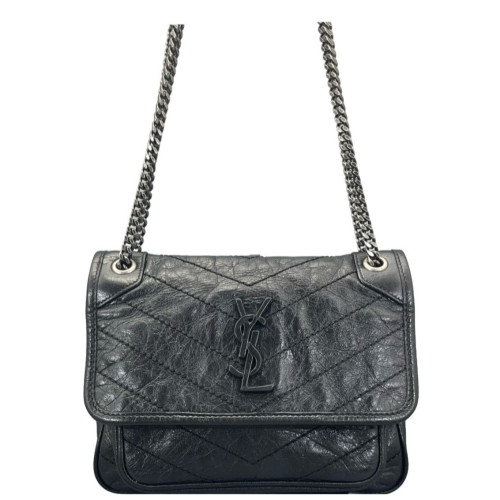 Yves Saint Laurent Mini Niki Chain Pull Up Leather Black Yves Saint Laurent Mini Niki Chain Pull Up Leather Black