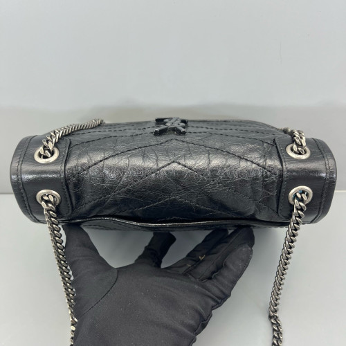 Yves Saint Laurent Mini Niki Chain Pull Up Leather Black Yves Saint Laurent Mini Niki Chain Pull Up Leather Black