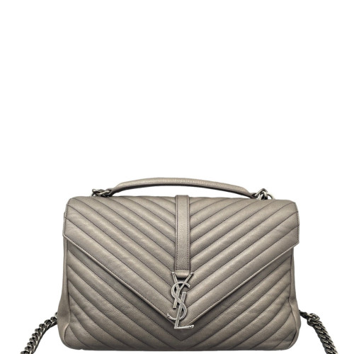 Yves Saint Laurent Large College Calfskin Grey