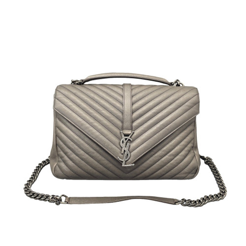 Yves Saint Laurent Large College Calfskin Grey