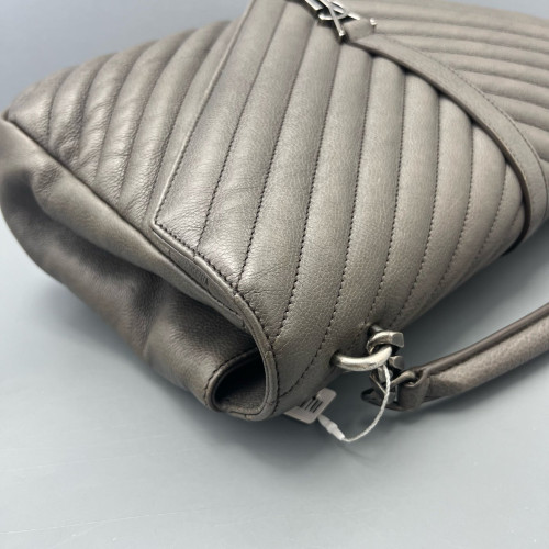 Yves Saint Laurent Large College Calfskin Grey