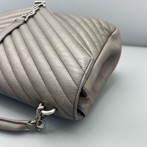 Yves Saint Laurent Large College Calfskin Grey