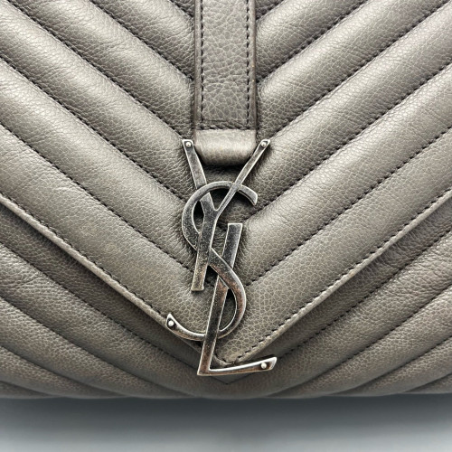 Yves Saint Laurent Large College Calfskin Grey