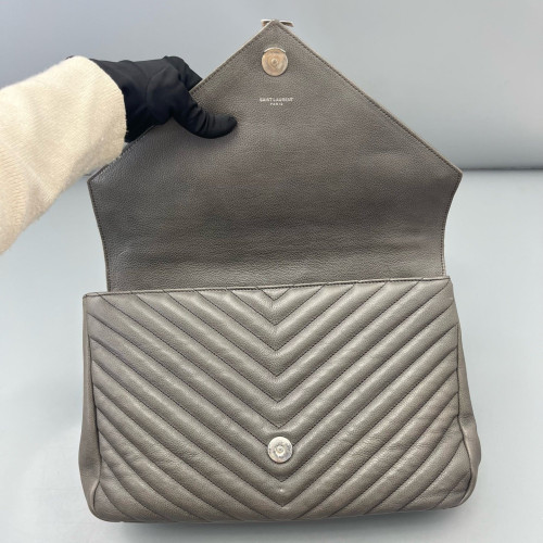 Yves Saint Laurent Large College Calfskin Grey