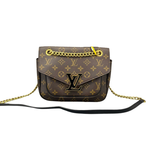 Louis Vuitton Passy Chain Shoulder Bag Monogram Brown