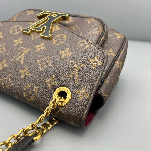 Louis Vuitton Passy Chain Shoulder Bag Monogram Brown