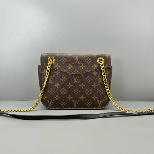 Louis Vuitton Passy Chain Shoulder Bag Monogram Brown