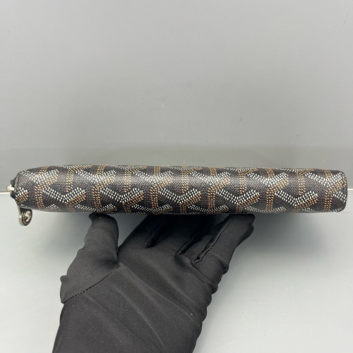Goyard Continental Wallet Goyardine Brown Black White