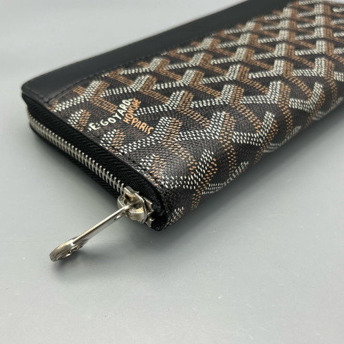 Goyard Continental Wallet Goyardine Brown Black White