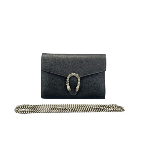 Gucci Mini Dionysus Chain Wallet Calfskin Black