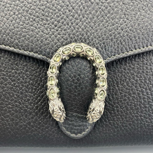Gucci Mini Dionysus Chain Wallet Calfskin Black