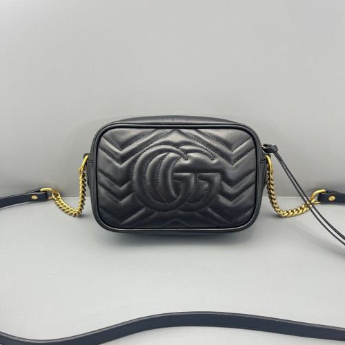 Gucci Matelasse Mini GG Marmont Chain Shoulder Bag Calfskin Black