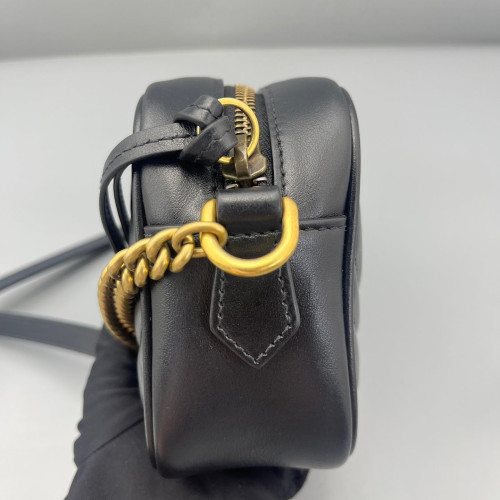 Gucci Matelasse Mini GG Marmont Chain Shoulder Bag Calfskin Black