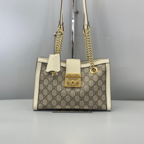 Gucci Small Padlock Tote GG Monogram White Brown