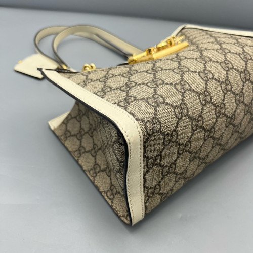 Gucci Small Padlock Tote GG Monogram White Brown